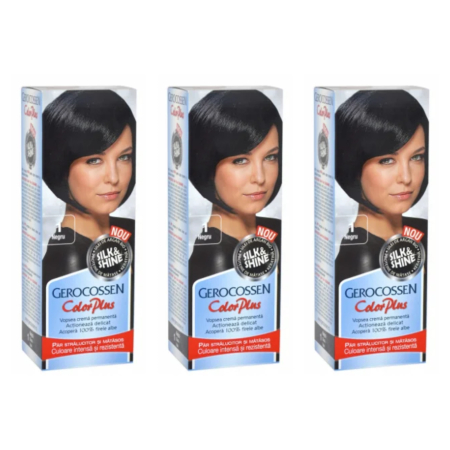Ingrijire personala & Cosmetice - SET 3X Vopsea de par Gerocossen 1 Negru - Color Plus 50g + Pliculet cu masca pentru par uscat si deshidratat Argan Line 15 ml