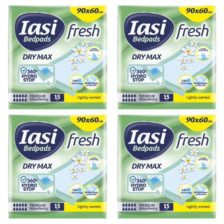 Ingrijire personala & Cosmetice - Set 4 X Aleze igienice de protectie iasi Bedpads Dry Max Fresh 90x60cm 15buc