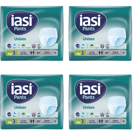 Scutece adulti - Set 4 X Scutece adulti tip chilot pentru incontinenta Iasi Pants Unisex, Marime L, 14 buc