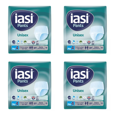 Ingrijire personala & Cosmetice - Set 4 X Scutece adulti tip chilot pentru incontinenta Iasi Pants Unisex, Marime XL, 10 buc