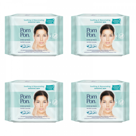 Produse demachiere si curatare - Set 4 x Servetele demachiante Pom Pon Sensitive, 20 bucati