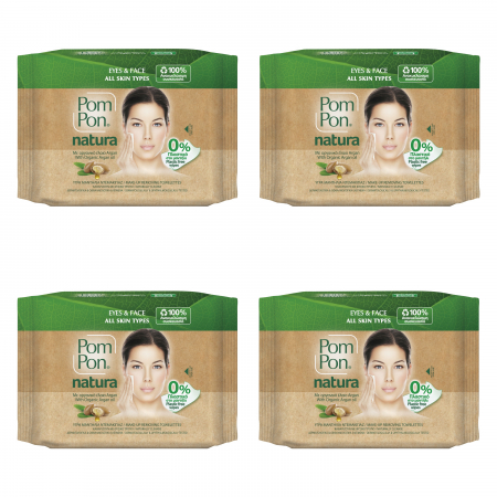 Produse demachiere si curatare - Set 4 xServetele demachiante Pom Pon Natura, 20 bucati