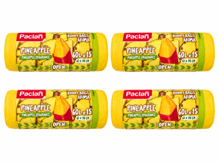 Balsam de rufe - SET 4X Paclan Saci Gunoi cu Parfum de Ananas 60l