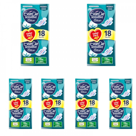 Tampoane si absorbante - Set 6 x Absorbante Everyday Sensitive Normal, 18 buc