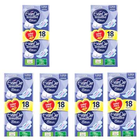 Tampoane si absorbante - Set 6 x Absorbante Everyday Sensitive Super, 18 buc