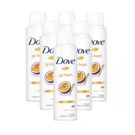 BLACK FRIDAY - Set 6 x Deodorant Dove Go Fresh Fruit Passion & Lemongrass, 48h protectie, pentru femei, 200ml