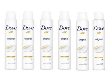 BLACK FRIDAY - Set 6 x Deodorant Dove Original pentru femei, 1/4 crema hidratanta, 48h protectie, 200 ml