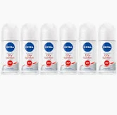 Deodorante si antiperspirante - Set 6 x Deodorant Roll-On Nivea Woman 50ml, Dry Comfort, Anti-urme albe, revirgorant, prospetime de durata, protectie 72 H