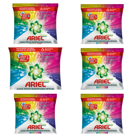 Detergent rufe - Set 6 X Pudra pentru indepartarea petelor Ariel Stain Remover, rufe colorate, 150 gr