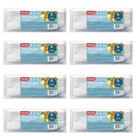 Casa - Set 8  X Pungi alimentare Paclan, set 20 buc, 5L, rezistente, pentru congelare