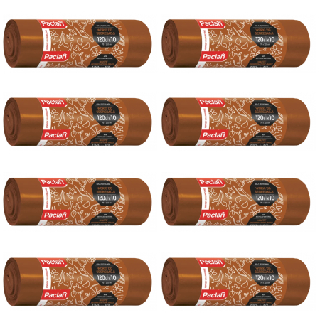 Casa - Set 8 X Saci menajeri Paclan, pentru deseuri organice, 120L, maro, set 10 bucati, 70x110cm