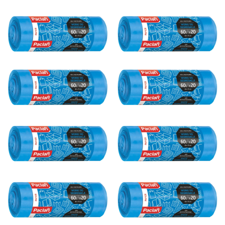 Saci menajeri - Set 8 X Saci menajeri Paclan, pentru hartie, 60L ,albastru, set 20 bucati, 50 x 60 cm