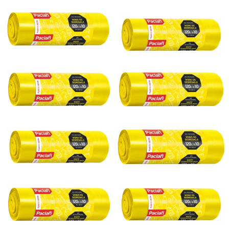 Casa - Set 8 X Saci menajeri Paclan, pentru plastic, 120 L , galbeni set 10 bucati, 70x 100 cm