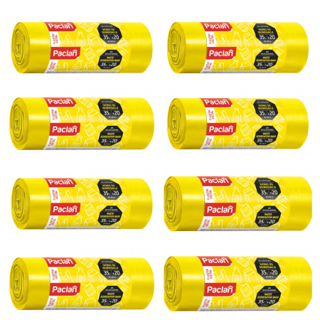 Saci menajeri - Set 8 X Saci menajeri Paclan, pentru plastic, 35 L , galbeni set 20 bucati, 50 x 60 cm