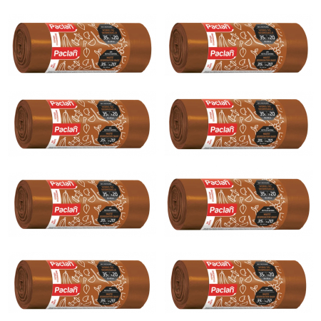 Casa - Set 8X Saci menajeri Paclan, pentru deseuri organice, 35L, maro, set 20 bucati, 50 x 60 cm