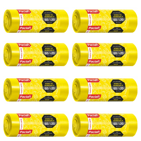 Casa - Set 8X Saci menajeri Paclan, pentru plastic, 60 L , galbeni set 20 bucati, 60 x 72 cm