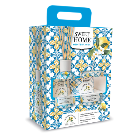 Casa - Set cadou odorizant cu betisoare si lumanare parfumata, White Zagara