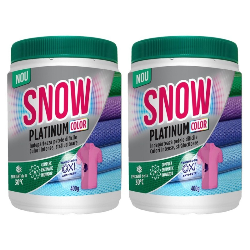 Pachet 2 x Pudra pentru Indepartarea Petelor Snow Platinum Color, 400 g