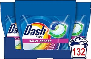 Pachet Detergent Pernute Dash Salva Colore, 3 X 44 capsule
