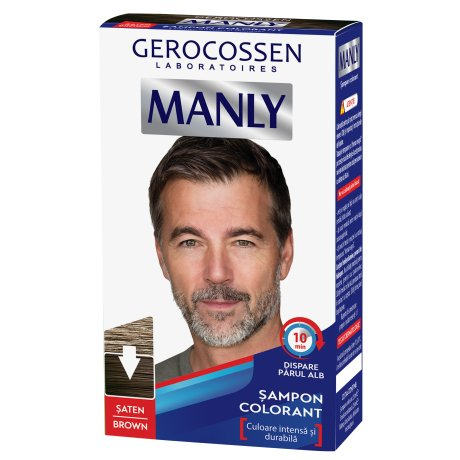 Sampon colorant pentru barbati - Negru - Manly 25 ml saten