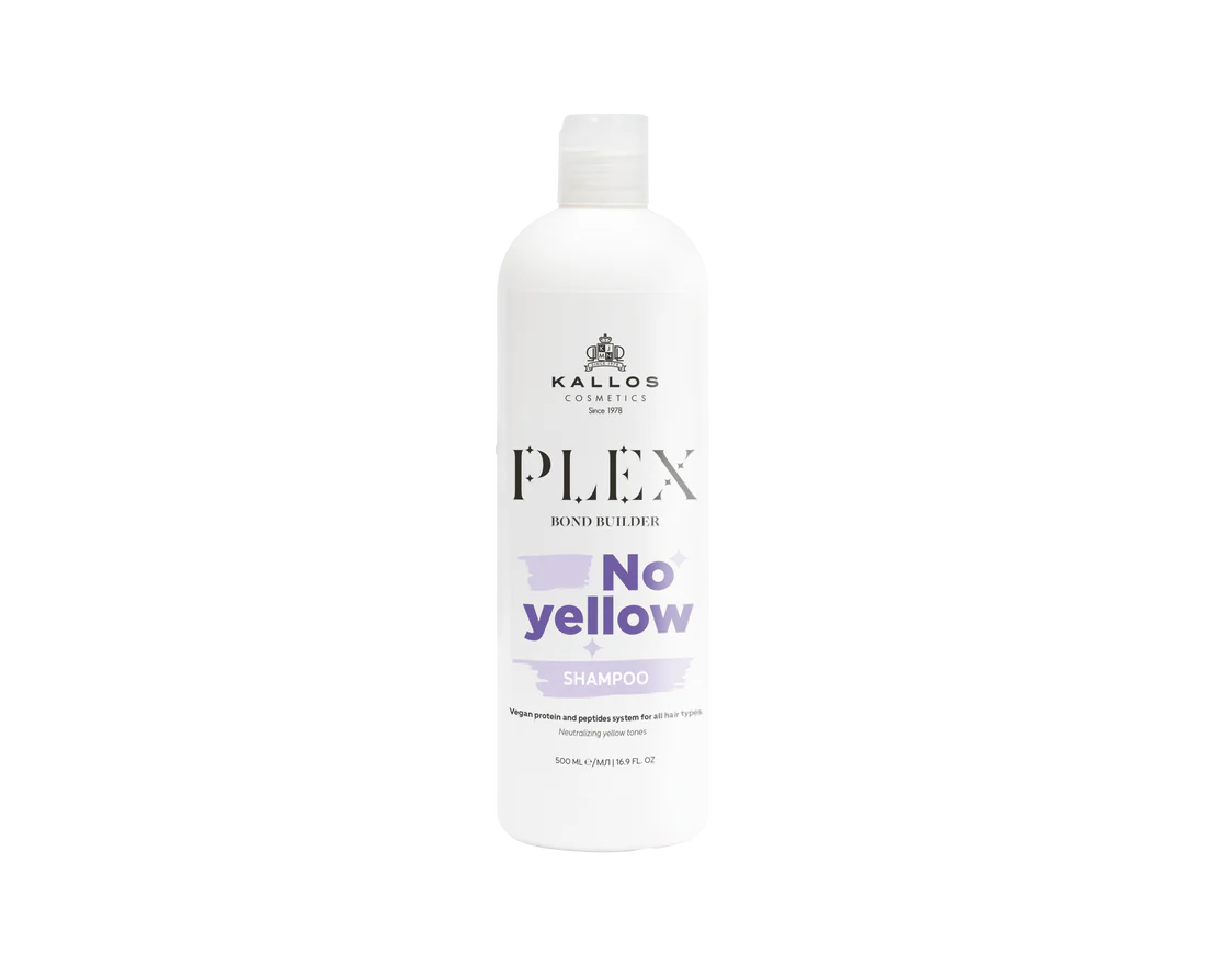 Șampon Kallos Plex Bond Builder NO YELLOW împotriva tonurilor de galben, cu complex de proteine și peptide vegetale 500 ml