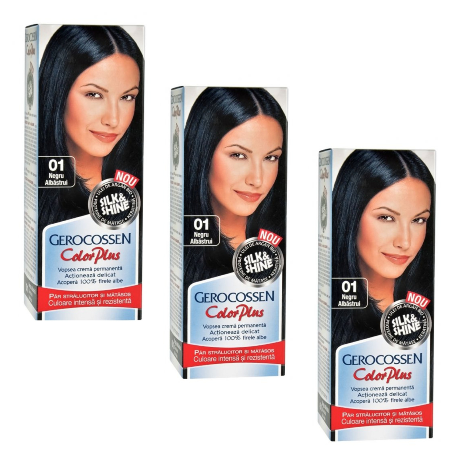 Set 3 X Vopsea Gerocossen Color Plus, 0.1, Negru albastrui
