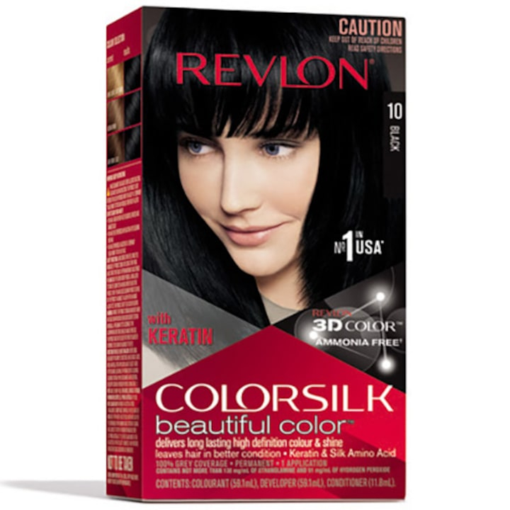 Vopsea de par Revlon Colorsilk fara amoniac 10BLACK