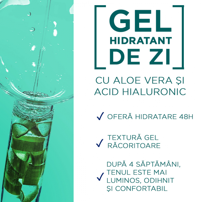 Gel hidratant Garnier, cu acid hialuronic si cu extract de Aloe Vera organica [5]