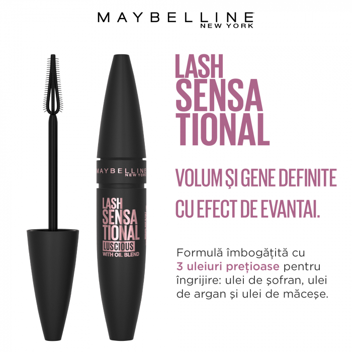 Mascara efect gene evantai Maybelline New York  Lash Sensational Luscious, 9.5 ml [2]