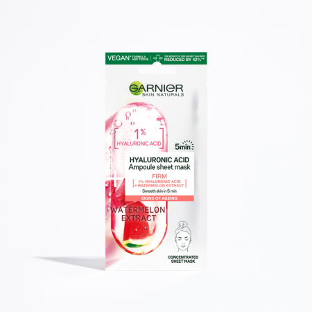 Masca servetel Ampoule Firm cu Pepene rosu si acid hialuronic, Skin Naturals 15 g