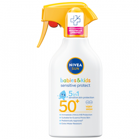 Spray de protecție solară Nivea Sun babies & kids sensitive protect 5 în 1, SPF 50+, cu pulverizator, 270 ml [0]
