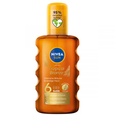 Ulei-spray de plajă pentru bronzare rapidă și protecție, cu caroten, Nivea sun , SPF 6, 200 ml [0]