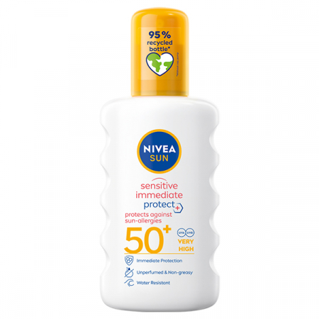 Spray de protecție imediată împotriva alergiilor solare, cu SPF ridicat 50+, Nivea Sun sensitive immediate protect - 200ml [0]