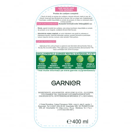 Apa micelara pentru ten sensibil Garnier Skin Naturals, 400 ml [4]