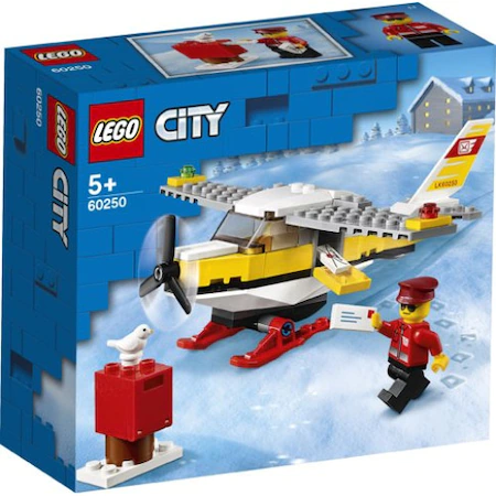 Set de constructie LEGO City: Avion Postal 60250, 74 piese + 1 figurina, 5 ani + [0]