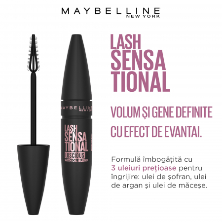 Mascara efect gene evantai Maybelline New York  Lash Sensational Luscious, 9.5 ml [1]
