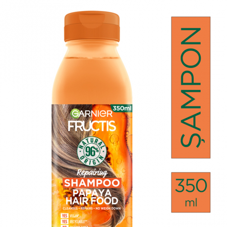 Sampon Papaya pentru parul deteriorat Fructis Hair Food, 350 ml