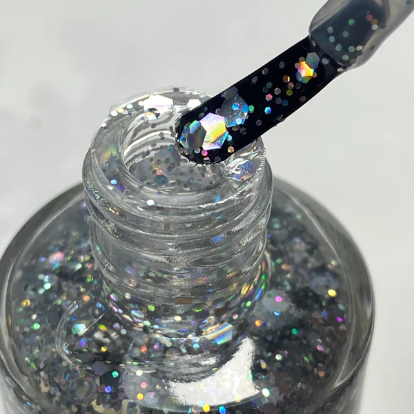 Lac de unghii Fancy Gloss Silver Holographic Mix, 15 ml [3]