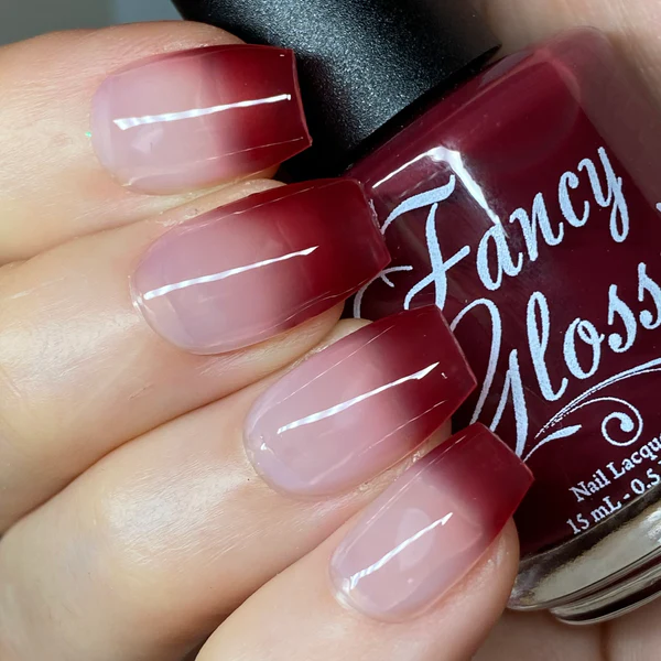 Top coat cu efect termic Fancy Gloss Maroon Thermal Top Coat, 15 ml [0]
