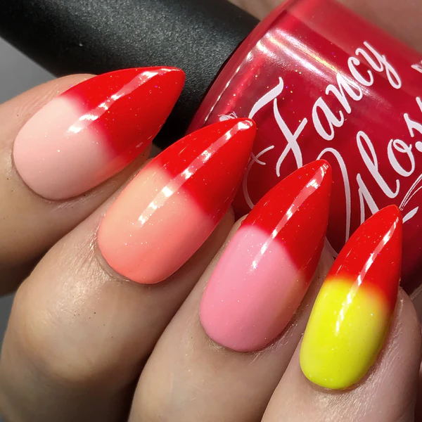 Top coat cu efect termic Fancy Gloss Red Thermal Top Coat, 15 ml [0]