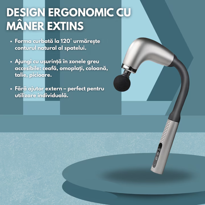 Aparat masaj cu maner extins | 6 Viteze | 4 capete interschimbabile, pentru spate si umeri [3]