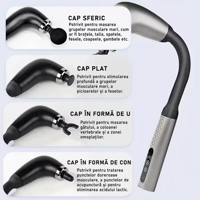 Aparat masaj cu maner extins | 6 Viteze | 4 capete interschimbabile, pentru spate si umeri [2]