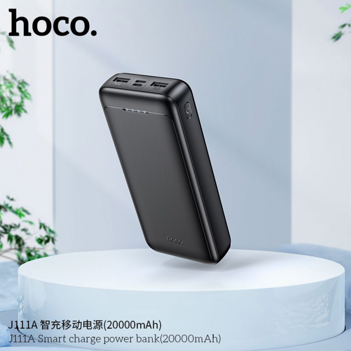 Baterie externa Hoco - Power Bank Smart (J111A) - 2x USB, Type-C, Micro-USB with LED for Battery Check, 2A, 20000mAh - Black [3]