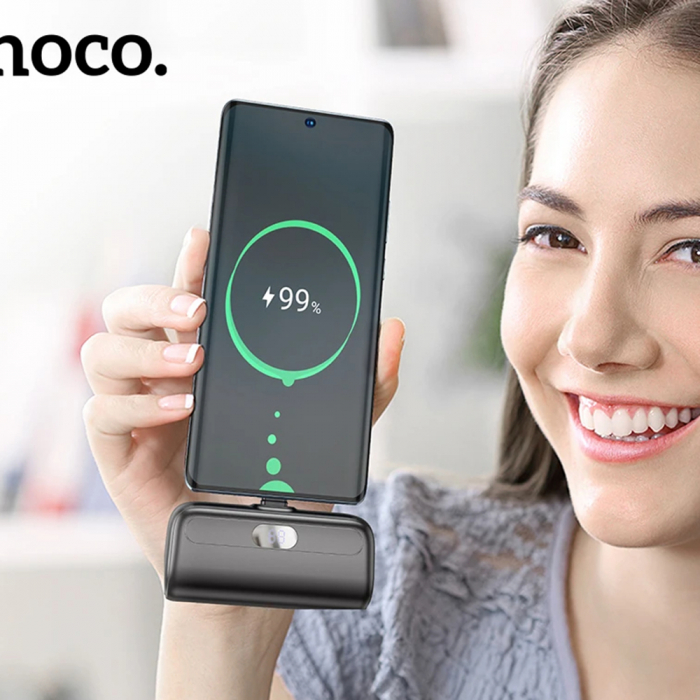 Baterie externa Power Bank Cool (J116) - Mini Pocket Charging for USB-C with LED Digital Display, 5000mAh - Black [2]