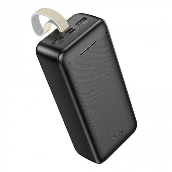Baterie externa Power Bank Smart (J111B) - 2x USB, Type-C, Micro-USB, with LED for Battery Check and Lanyard, 2A, 30000mAh - Black [1]