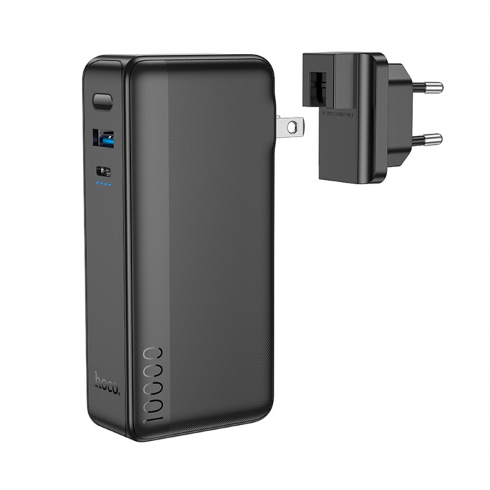 Baterie externa Power Bank with US / EU Plug Friendly (Q16) - USB, Type-C, 22.5W, 10000mAh - Black [3]