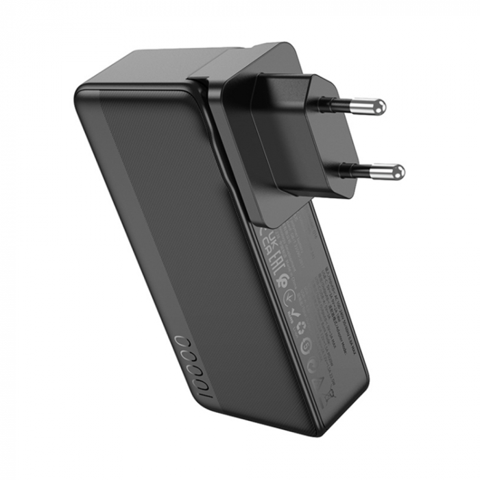 Baterie externa Power Bank with US / EU Plug Friendly (Q16) - USB, Type-C, 22.5W, 10000mAh - Black [2]