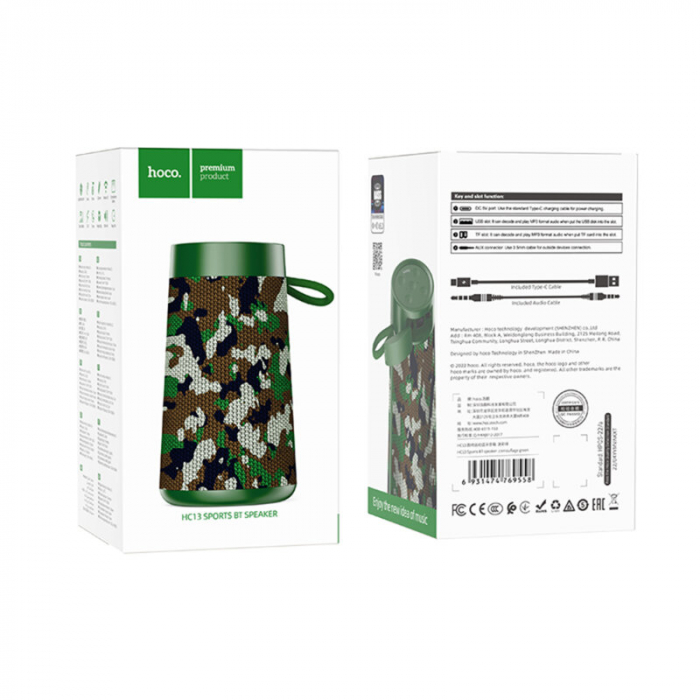 Boxa handsfree portabila Bluetooth Hoco HC13, TWS, camuflaj green [3]