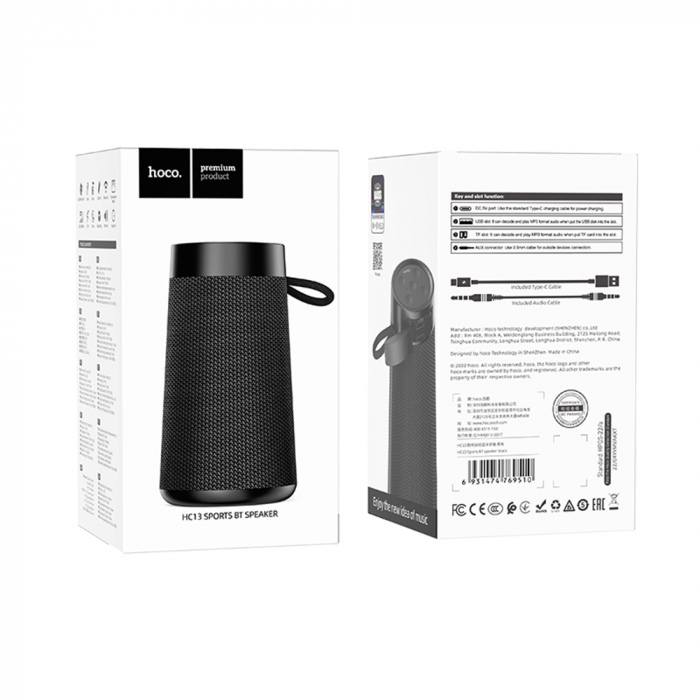 Boxa handsfree portabila Bluetooth Hoco HC13, TWS, negru [4]