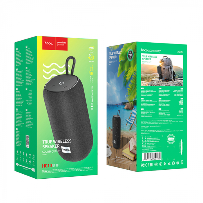 Boxa wireless portabila Hoco HC10, 5W, 1200mAh, negru [3]